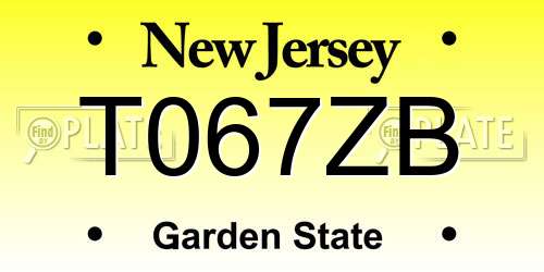 T067ZB New Jersey License Plate
