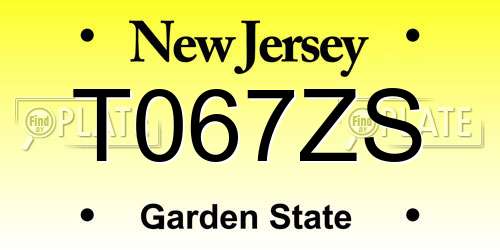 T067ZS New Jersey License Plate