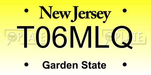 T06MLQ New Jersey License Plate