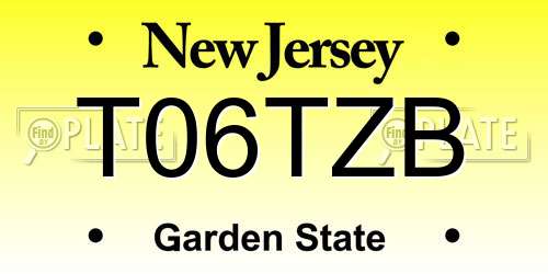 T06TZB New Jersey License Plate