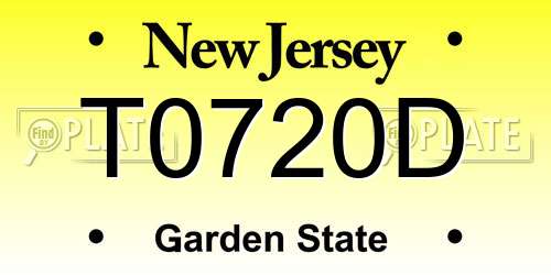 T0720D New Jersey License Plate