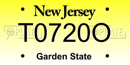 T0720O New Jersey License Plate