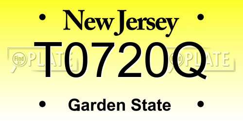 T0720Q New Jersey License Plate