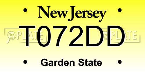 T072DD New Jersey License Plate