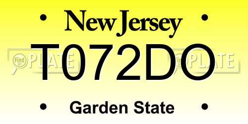 T072DO New Jersey License Plate