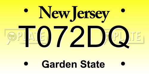 T072DQ New Jersey License Plate