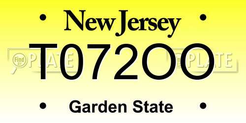 T072OO New Jersey License Plate