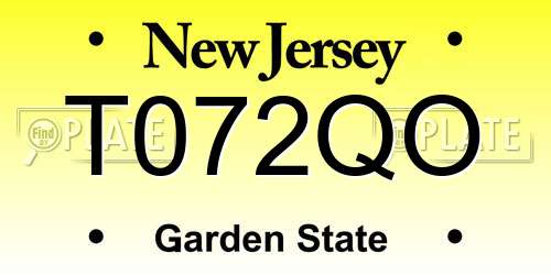 T072QO New Jersey License Plate