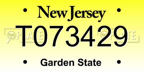 T073429 New Jersey License Plate