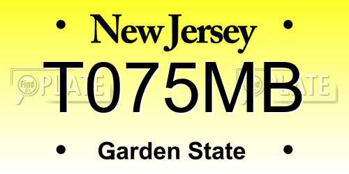 T075MB New Jersey License Plate