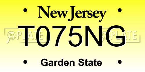 T075NG New Jersey License Plate