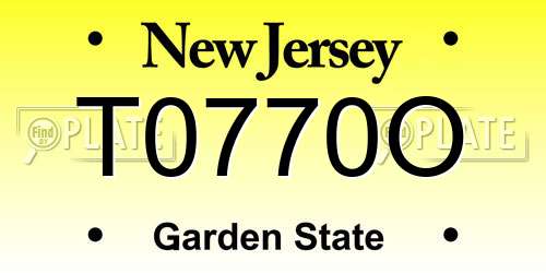 T0770O New Jersey License Plate