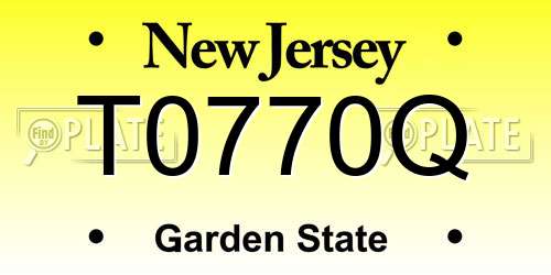 T0770Q New Jersey License Plate