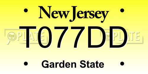 T077DD New Jersey License Plate