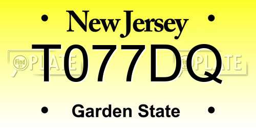 T077DQ New Jersey License Plate