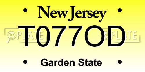 T077OD New Jersey License Plate