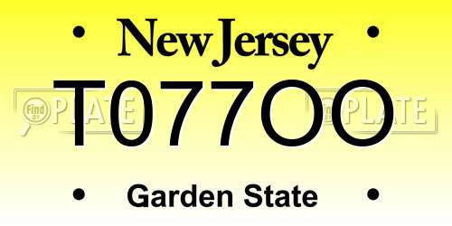 T077OO New Jersey License Plate