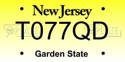 T077QD New Jersey License Plate