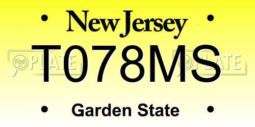 T078MS New Jersey License Plate