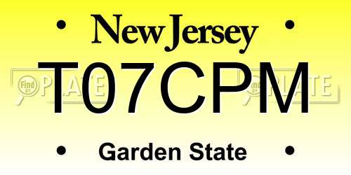 T07CPM New Jersey License Plate