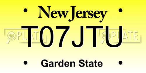 T07JTU New Jersey License Plate