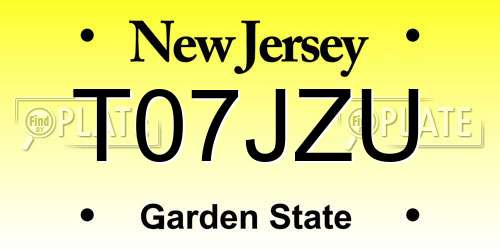 T07JZU New Jersey License Plate