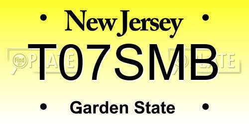 T07SMB New Jersey License Plate