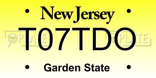 T07TDO New Jersey License Plate