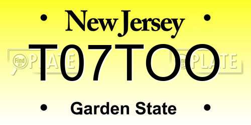 T07TOO New Jersey License Plate