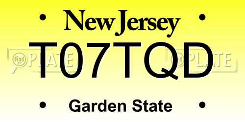 T07TQD New Jersey License Plate