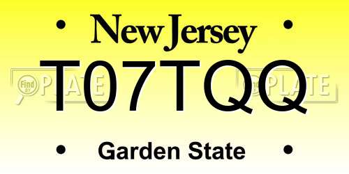 T07TQQ New Jersey License Plate