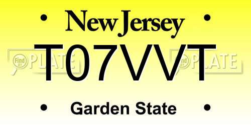 T07VVT New Jersey License Plate