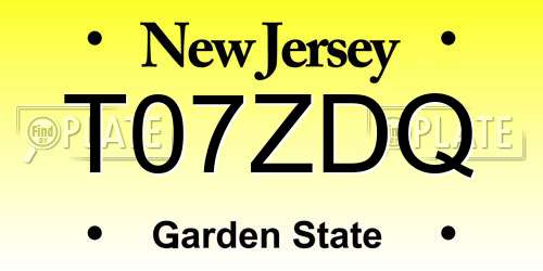 T07ZDQ New Jersey License Plate