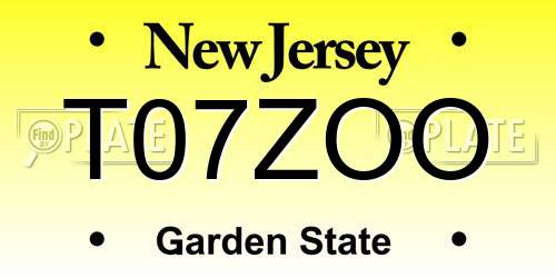 T07ZOO New Jersey License Plate