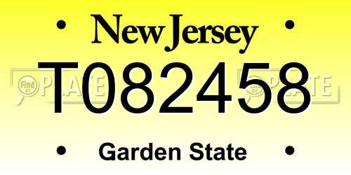 T082458 New Jersey License Plate
