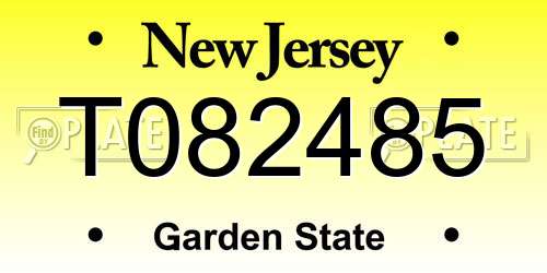 T082485 New Jersey License Plate