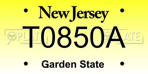 T0850A New Jersey License Plate