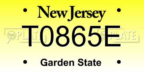 T0865E New Jersey License Plate