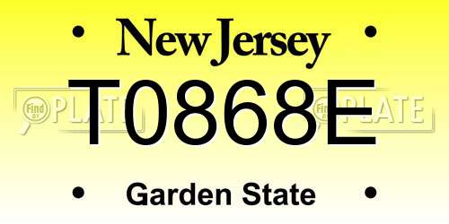 T0868E New Jersey License Plate
