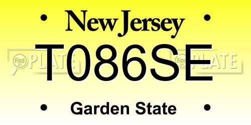 T086SE New Jersey License Plate
