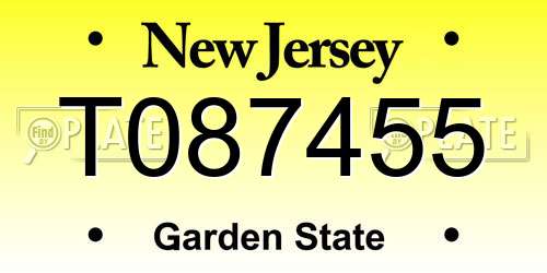 T087455 New Jersey License Plate
