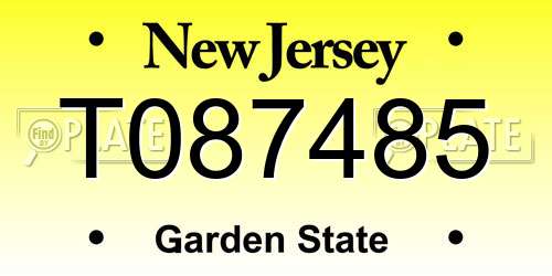 T087485 New Jersey License Plate