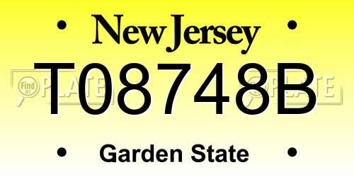 T08748B New Jersey License Plate