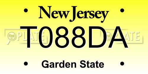 T088DA New Jersey License Plate