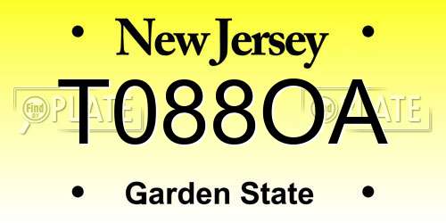 T088OA New Jersey License Plate