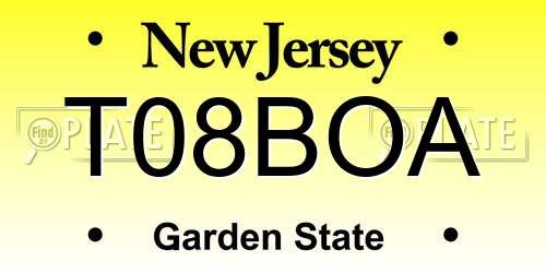 T08BOA New Jersey License Plate