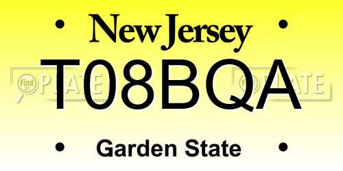T08BQA New Jersey License Plate
