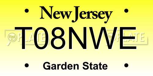 T08NWE New Jersey License Plate