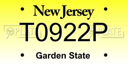 T0922P New Jersey License Plate