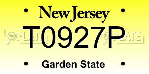 T0927P New Jersey License Plate